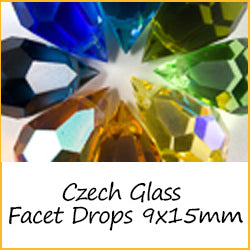 Czech Glass Facet Drops 9x15mm