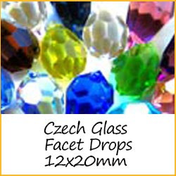 Czech Glass Facet Drops 12x20mm
