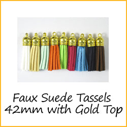 Faux Suede Tassels 42mm Gold