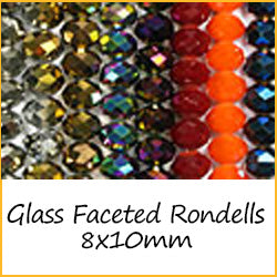 Glass Faceted Rondells 8x10mm