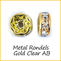 Metal Rondels Gold Clear AB