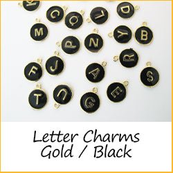 Letter Charms Gold Black