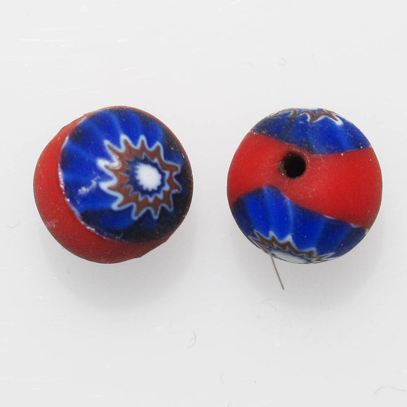 Vg 8mm rnd hand made blue red 2pc