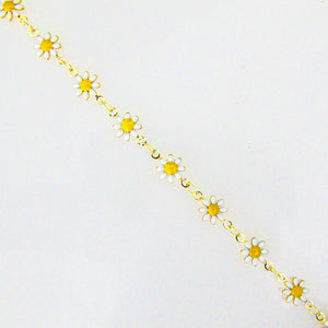 Metal 10mm Daisy chain Yellow/white 34pc