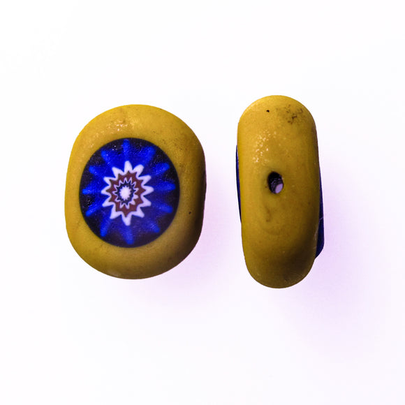 Vg 20x12mm oval millifleur yellow blue 2