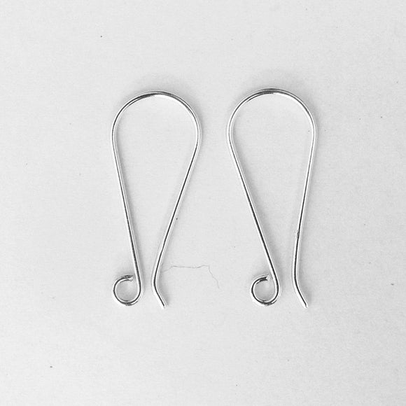 Sterling sil 25mm x1mm E/HOOK simple 2pc