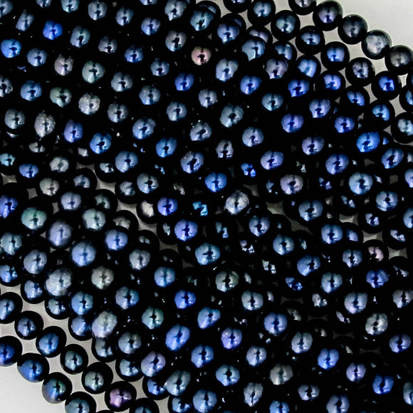Semi Prec 4mm rnd Black/Blue pearl 84+pc