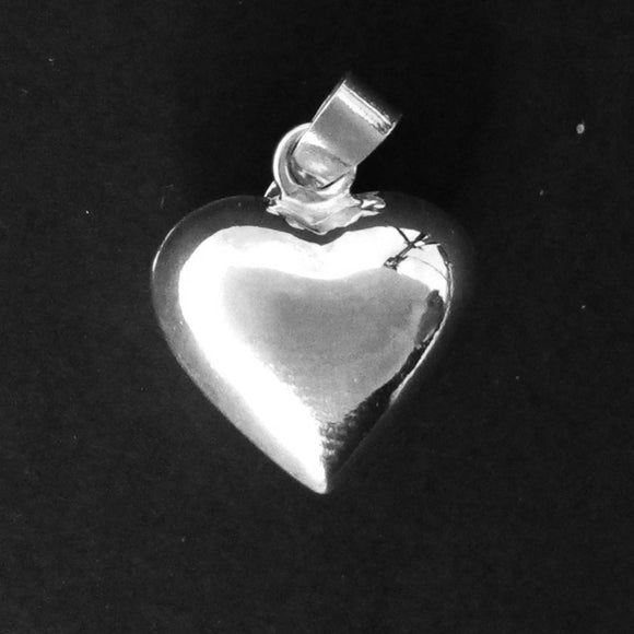 Sterling sil 15mm heart puffy + bail 1pc