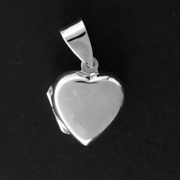 Sterling sil 14mm heart flat locket 1pc