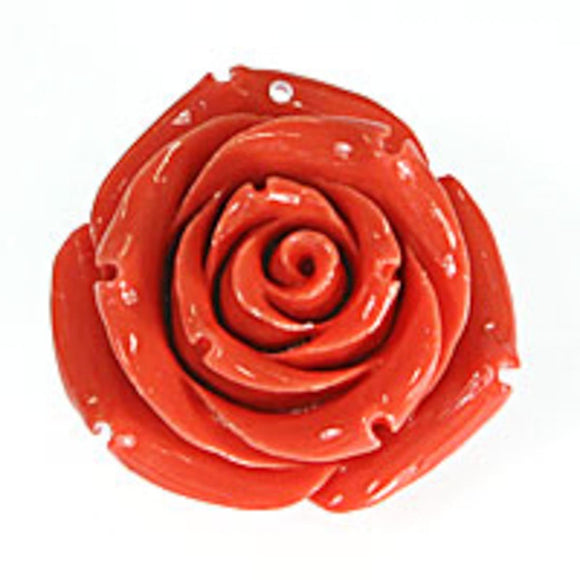 Rs 35mm English rose pendant coral 1pc