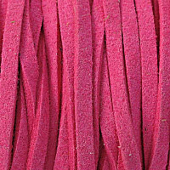 Faux suede 3mm flat hot pink 16+metres