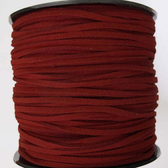 Faux suede 3mm flat red 80metres