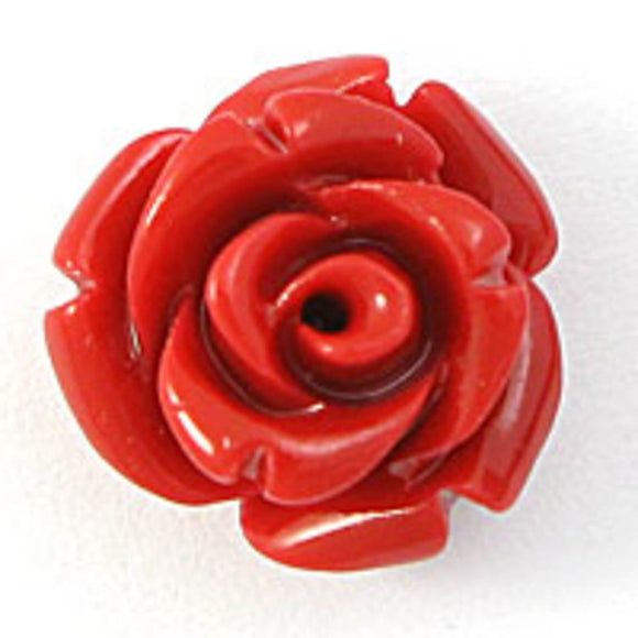 Rs 12mm English rose bead red 6pc