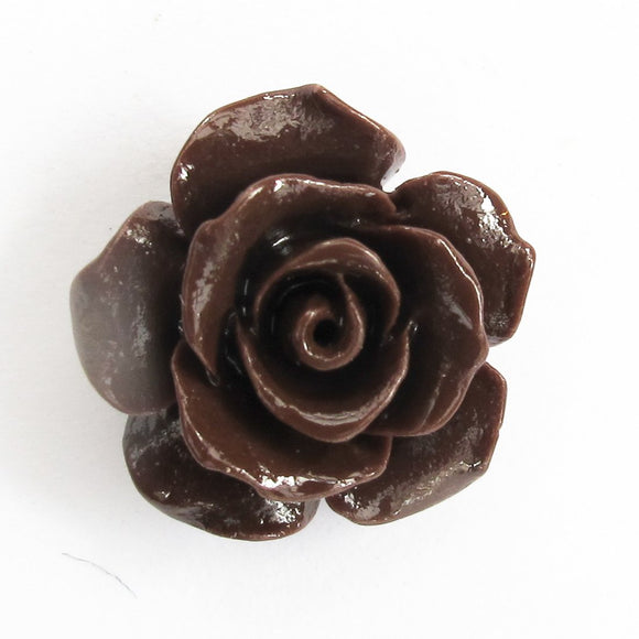 Rs 15mm Euro rose bead brown 6pc