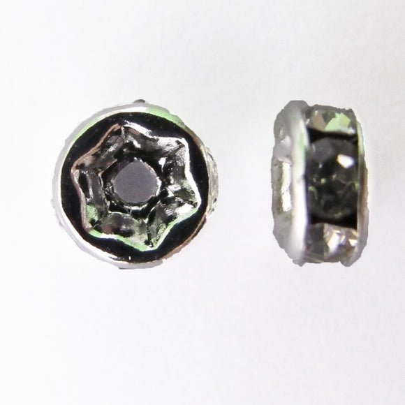 Metal 6mm rnd Austrian Crystals rond sil/clr 12p