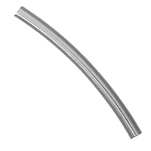 Metal 2x25mm curved tube silver 50pcs