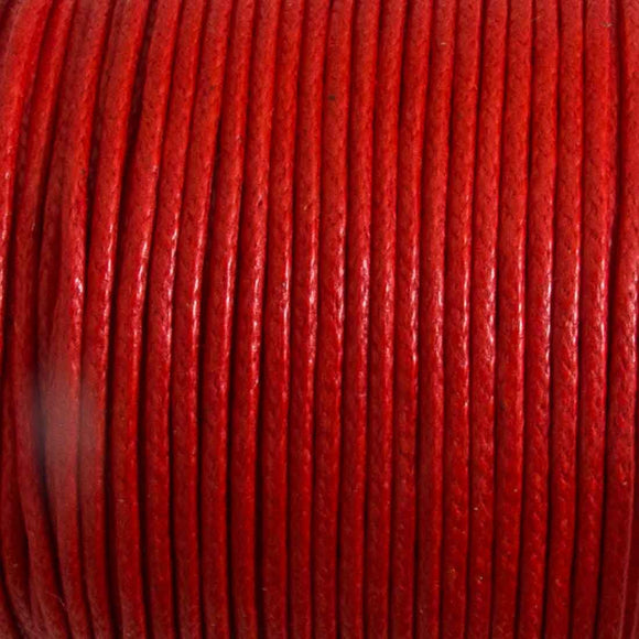 cord .77mm waxed cotton red 25 mtrs