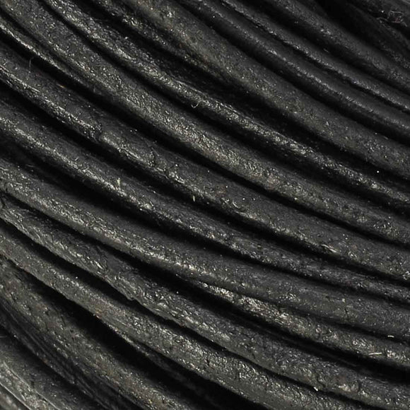 Leather 2mm round China black 80m