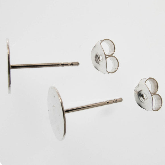 Sterling sil 8mm stud plate +b/fly 2pcs