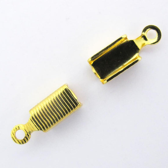 Metal 13x5 leather ends gold 20pcs