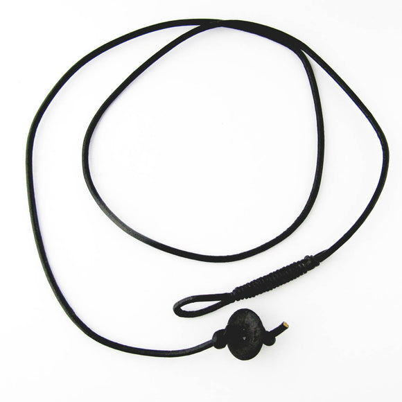 Leather 1.5mm neckalce black button 1p