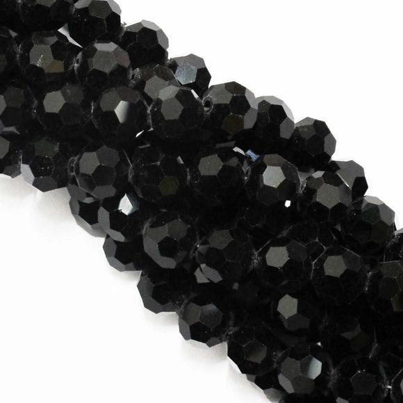 Cg 6mm rnd faceted black 49+pieces.