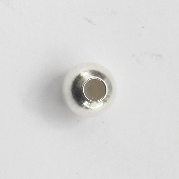 Sterling sil 6mm rnd 2mm silicon hole 2pc