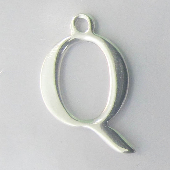 Sterling sil 12mm letter Q 1pc