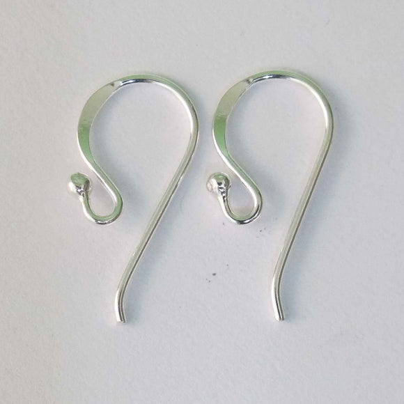 Sterling sil 20mm stamped earring hook 4pcs