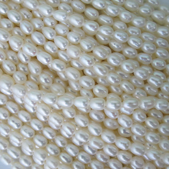 Semi prec 6x5mm rice pearl natural 60p+