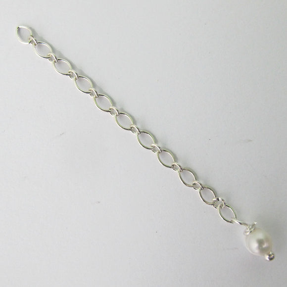 Sterling Sil 50mm extend chain pearl 2pc