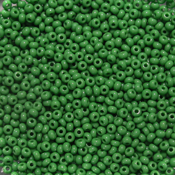 Cz size11 seed bead opaque green 10gram