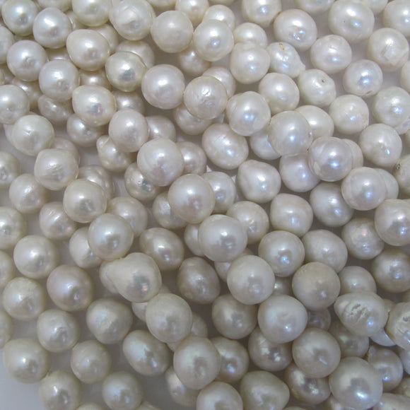 Semi Prec 10mm rnd baroque pearl nat 32+