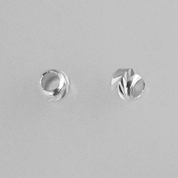Sterling sil 2mm faceted 1.2mm hole 10pc