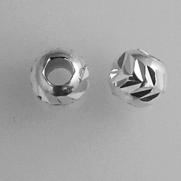 Sterling sil 4mm faceted 1.7mm hole 10pc