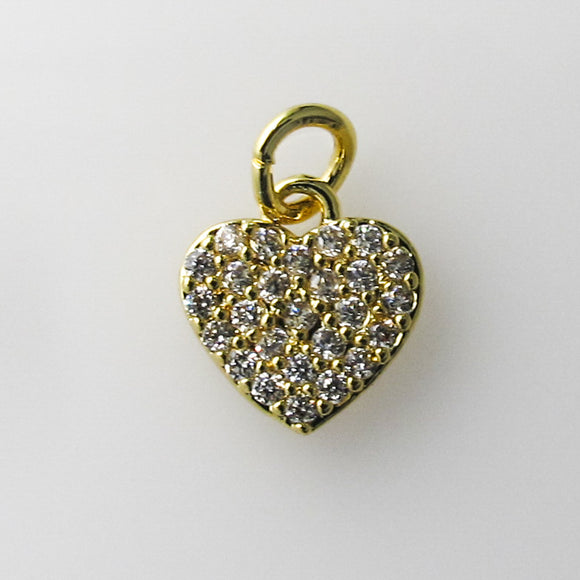 Metal 12mm heart diamante charm NF GLD 2