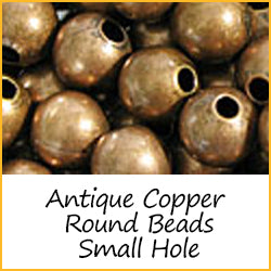 Antique Copper Round Beads Small Hole