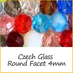 Czech Glass Round Faceted 4mm