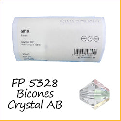 Austrian Crystals Bicones 5328 Crystal AB Factory Packs