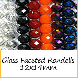 Glass Faceted Rondells - 12x14mm