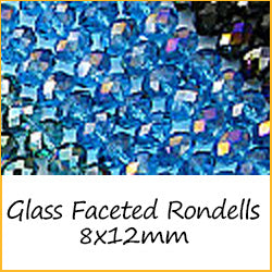 Glass Faceted Rondells 8x12mm