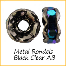 Metal Rondels Black Clear AB