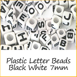 Plastic Letter and number Beads black white