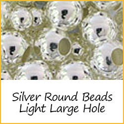 Silver Round Beads Light Weight Large Hole