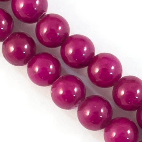 Semi prec 8mm rnd dyed op jade fusch 52pcs.