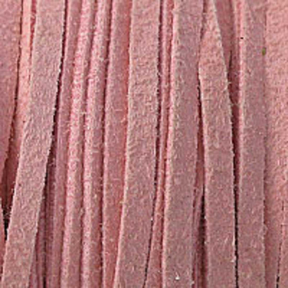 Faux suede 3mm flat baby pink 16+metres