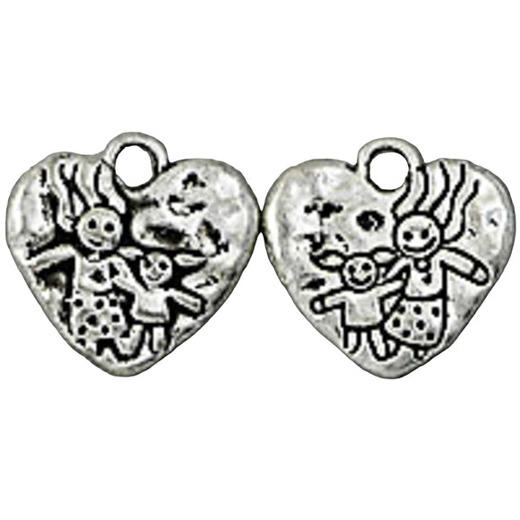 Metal 15mm floral dolls heart Ant Nkl 8p