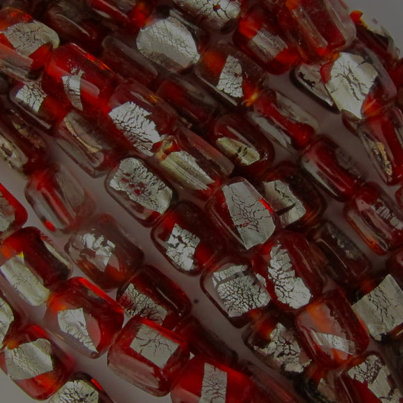 H/Made 9x4mm Rect tran silver garnet 22pcs NFD