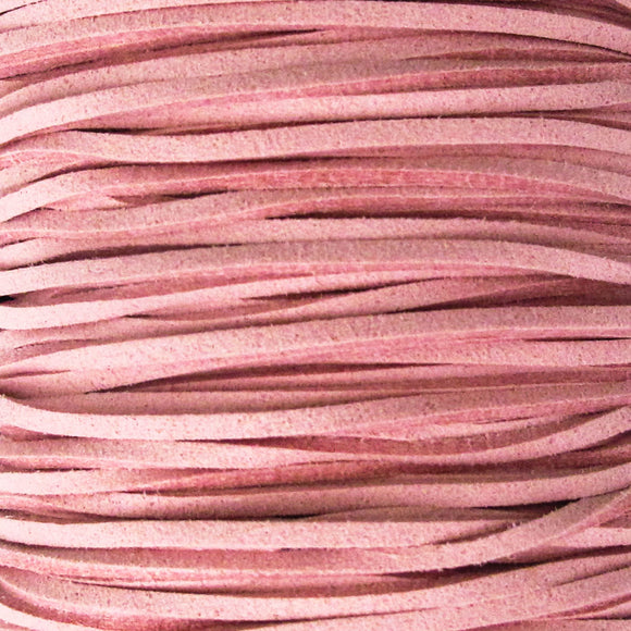 Faux suede 3mm flat baby pink 80 metres