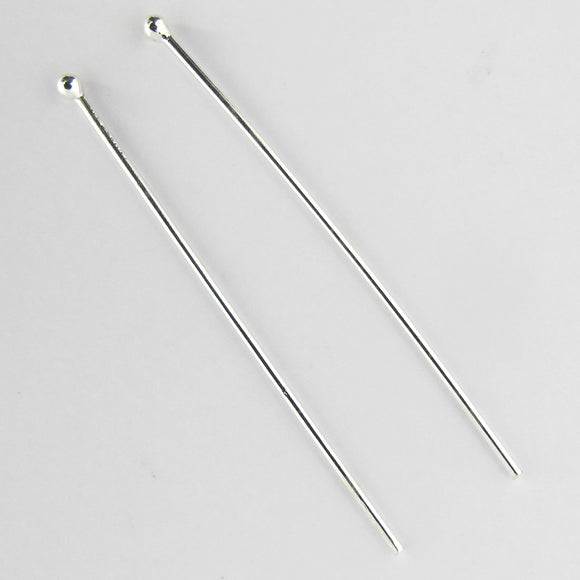 sterling sil 40mm x.8mm head pin 4pc